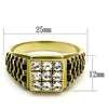 Men Stainless Steel Synthetic Crystal Rings