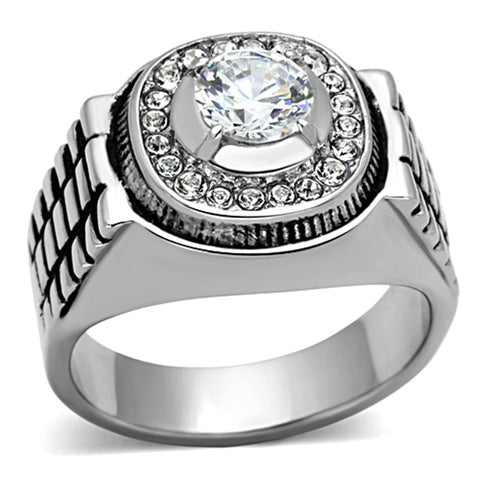 Men Stainless Steel Cubic Zirconia Rings