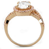 Rose Gold 925 Sterling Silver Ring with AAA Grade CZ  in Clear