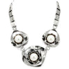 Antique Silver White Metal Necklace with Synthetic Pearl in