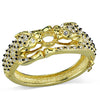 Gold Brass Bangle with Top Grade Crystal  in Clear