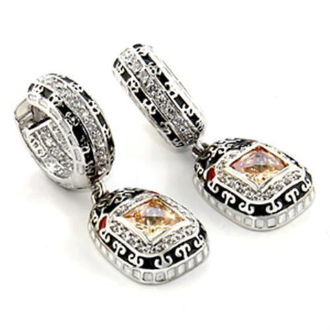 Rhodium Brass Earrings with AA Grade