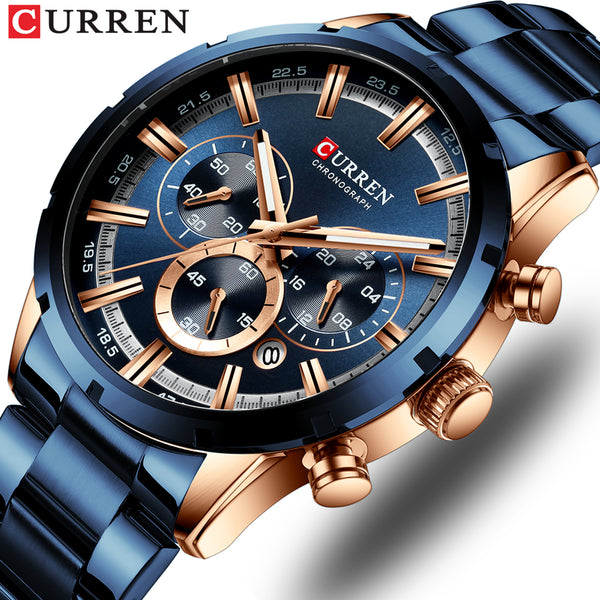 New Fashion Mens Watches with Stainless Steel Top Brand Luxury Sports ***Free Shipping