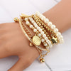 6pcs/set Fashion Gold Color Beads Pearl Star Multilayer Beaded Bracelets Set for Women