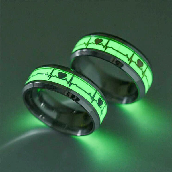 Fashion Stainless Steel Luminous Finger Ring For Women Glowing In Dark Great For Gift Free Shipping