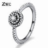 Luxury Crystal Engagement Ring for Women White Cubic Zirconia Silver color