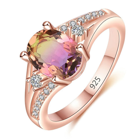 New Fashion Women Rings Rose Gold Color Crystal Inlay Engagement Bands Classic Jewelry Girl Birthday Gift