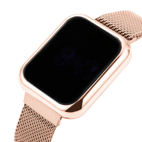 Rose Gold Luxury LED Digital Watch for Women Stainless Steel