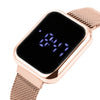 Rose Gold Luxury LED Digital Watch for Women Stainless Steel