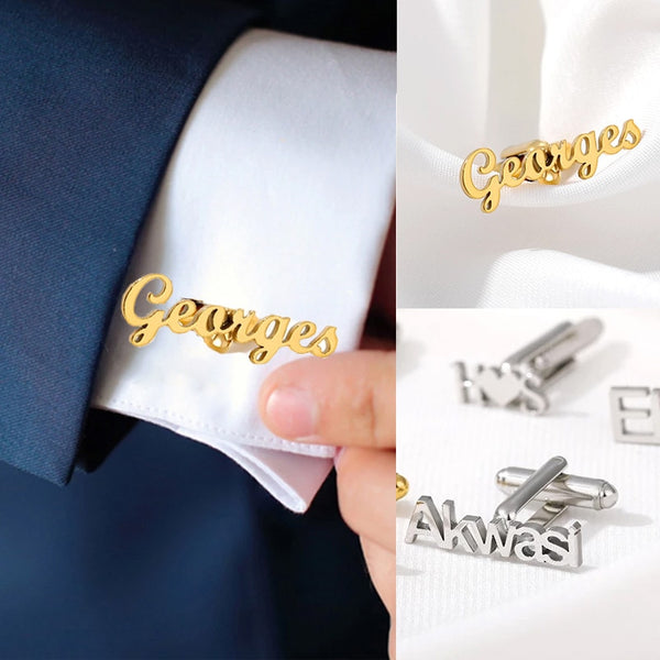 Luxury Custom Engraved Name Initials Cufflinks For Men