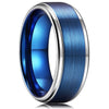 8MM Black Brushed Ladder Edge Stainless Steel Ring Blue Groove Gifts For Men