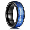 8MM Black Brushed Ladder Edge Stainless Steel Ring Blue Groove Gifts For Men