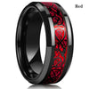 Beautiful 8 Colors 8mm Men's Stainless Steel Dragon Ring Inlay Red Green Black Carbon Fiber