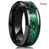 Beautiful 8 Colors 8mm Men's Stainless Steel Dragon Ring Inlay Red Green Black Carbon Fiber