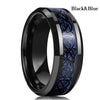 Beautiful 8 Colors 8mm Men's Stainless Steel Dragon Ring Inlay Red Green Black Carbon Fiber