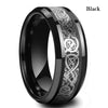 Beautiful 8 Colors 8mm Men's Stainless Steel Dragon Ring Inlay Red Green Black Carbon Fiber