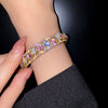 Zircon Bracelet Bangles For Women Pink Green Crystal Cuff Party Jewelry