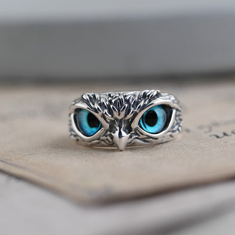 Vintage Cute Men and Women Simple Design Owl Ring Silver Color