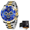 Top Brand Luxury Clock Casual Stainless Steel 24Hour Moon Phase Men Watch Sport Waterproof