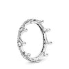 Sterling Silver Princess Tiara Crown Sparkling Love Heart ,CZ Rings for Women