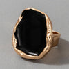 Black Stone Gold Ring for Women Charms Dripping Oil Big Joint Ring