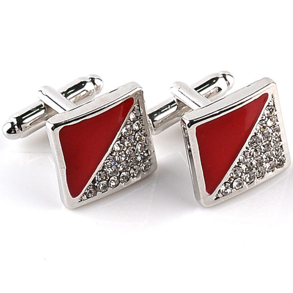 New High Quality Luxury Business Square Rhinestone Cufflinks for Men Classic Elegant Fashion Male French Shirt Silver Cuff Links *Free Shipping