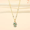 Crystal Eye Hand Pendant Necklace For Women Hollow Out Clavicle Link Chains