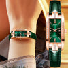 Luxury Women Square Rose Gold Wrist Watches Green Leather Fashion Great Gift *Free Shipping