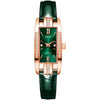 Luxury Women Square Rose Gold Wrist Watches Green Leather Fashion Great Gift *Free Shipping