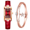 Luxury Women Square Rose Gold Wrist Watches Green Leather Fashion Great Gift *Free Shipping