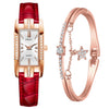 Luxury Women Square Rose Gold Wrist Watches Green Leather Fashion Great Gift *Free Shipping