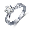 Luxury Crystal Engagement Ring for Women White Cubic Zirconia Silver color