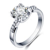 Luxury Crystal Engagement Ring for Women White Cubic Zirconia Silver color