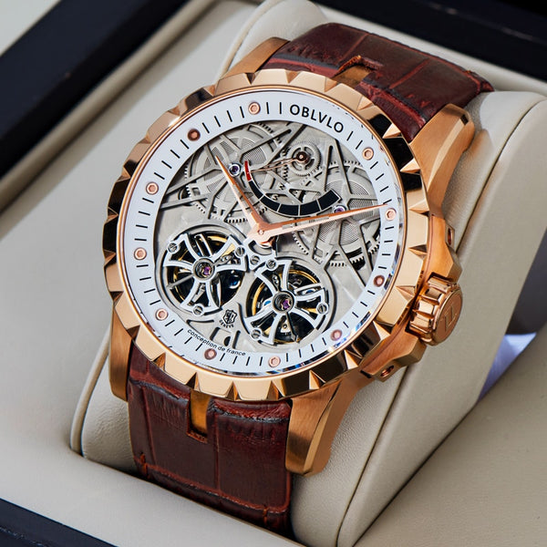 New Design Brand Luxury Transparent Hollow Skeleton Watches for Men Tourbillon Rose Gold Automatic With Free Shipping