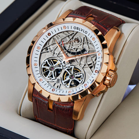 New Design Brand Luxury Transparent Hollow Skeleton Watches for Men Tourbillon Rose Gold Automatic With Free Shipping