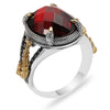 luxury natural red stone Turkish handmade crown ring is suitable for men and women fashion trend banquet jewelry gifts