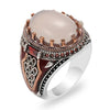 luxury natural red stone Turkish handmade crown ring is suitable for men and women fashion trend banquet jewelry gifts