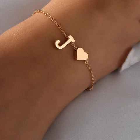 26 Alphabet With Heart Pendant Summer Beach Bracelet Accessories Best Gift For Women