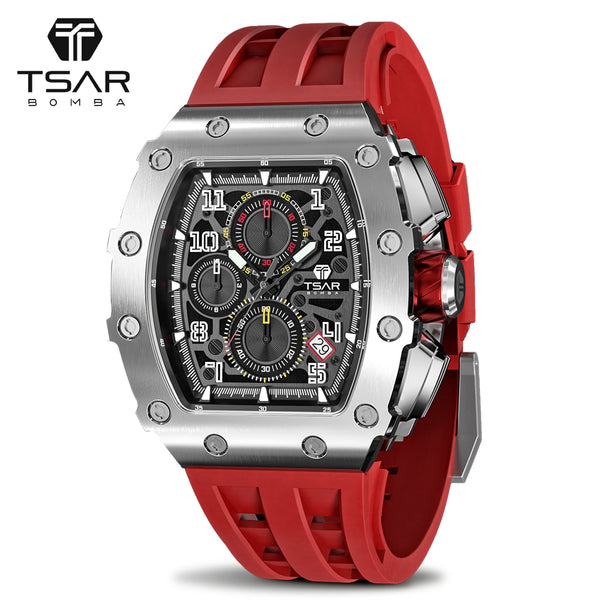 Men Luxury Top Brand Quartz Tonneau Design  Waterproof Sapphire Glass Chronograph Fashion Watch