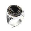 Signet Ring For Men And Women Ancient Silver Color Black Onyx Stone