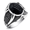 Signet Ring For Men And Women Ancient Silver Color Black Onyx Stone