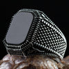 Signet Ring For Men And Women Ancient Silver Color Black Onyx Stone