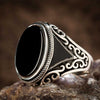 Signet Ring For Men And Women Ancient Silver Color Black Onyx Stone