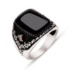 Signet Ring For Men And Women Ancient Silver Color Black Onyx Stone