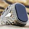 Signet Ring For Men And Women Ancient Silver Color Black Onyx Stone