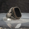 Signet Ring For Men And Women Ancient Silver Color Black Onyx Stone