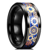 Beautiful 8 Colors 8mm Men's Stainless Steel Dragon Ring Inlay Red Green Black Carbon Fiber