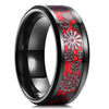 Beautiful 8 Colors 8mm Men's Stainless Steel Dragon Ring Inlay Red Green Black Carbon Fiber