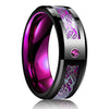 Beautiful 8 Colors 8mm Men's Stainless Steel Dragon Ring Inlay Red Green Black Carbon Fiber