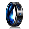 Beautiful 8 Colors 8mm Men's Stainless Steel Dragon Ring Inlay Red Green Black Carbon Fiber